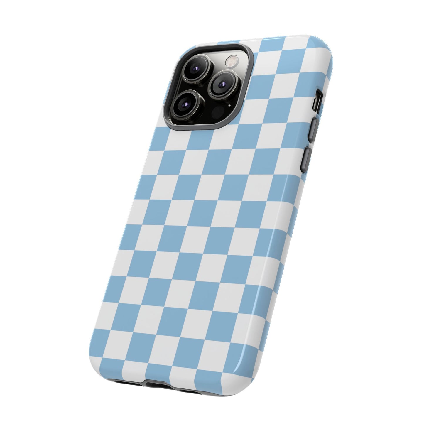 Blue Checkered Phone Case, Tough Phone Cover, Stylish Mobile Protector, Unique Gift for Him/Her, Trendy Accessories for Holidays