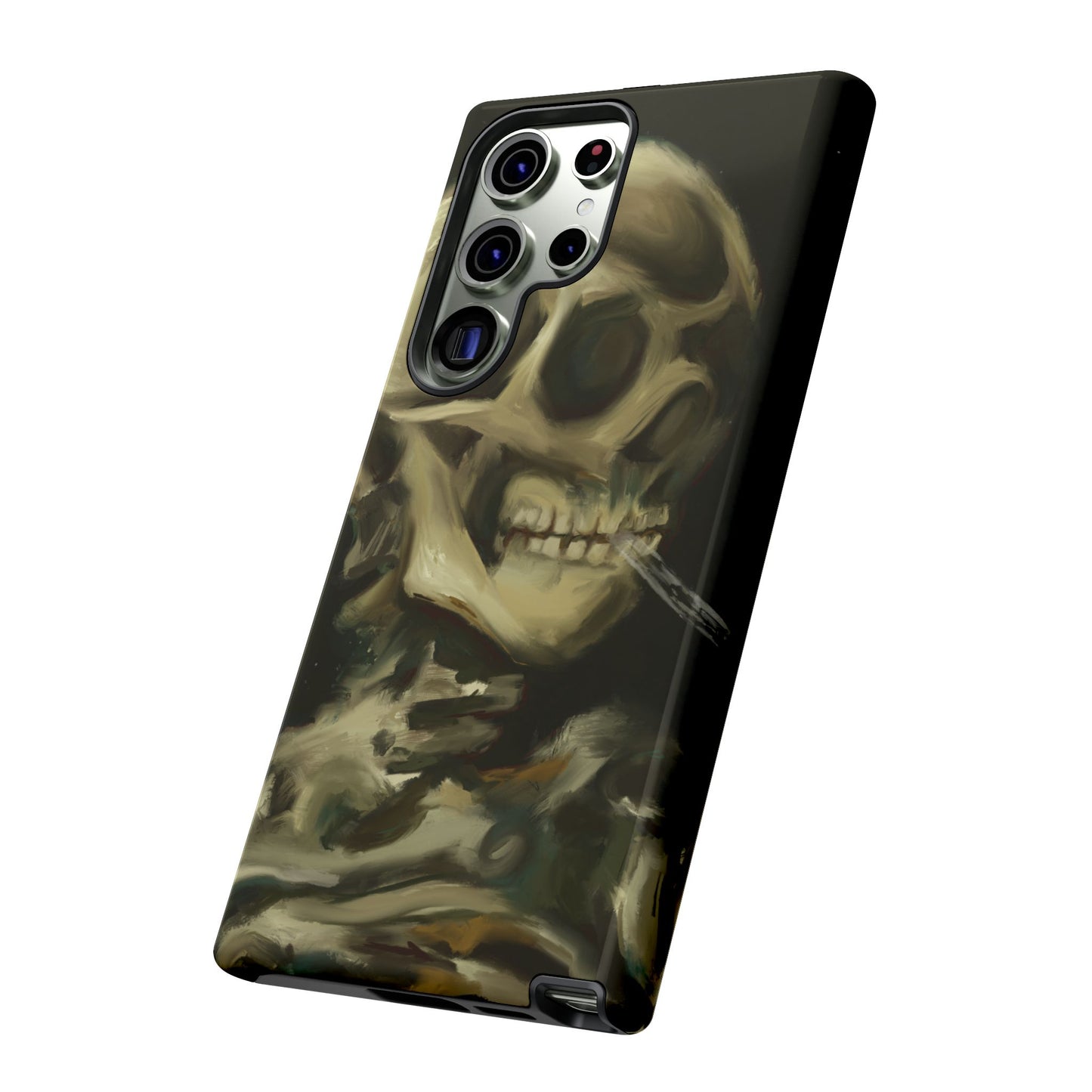 Skull Phone Case - Tough Cases, Macabre Style, Unique Accessories, Perfect for Halloween, Gothic Decor, Edgy Gift Idea | Van Gogh Reimagined, Abstract Twist on  Van Gogh's Skeleton with Burning Cigarette