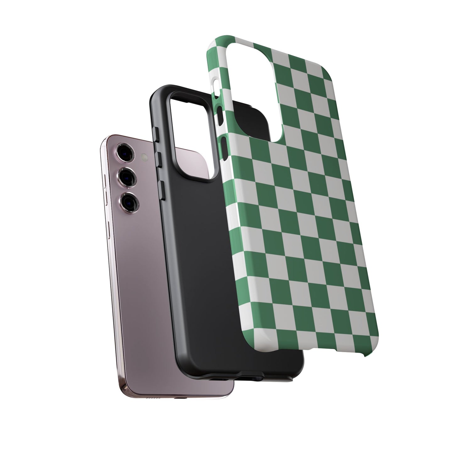 Stylish Phone Case - Green Checker Print, Trendy Phone Cover, Unique Gift, Modern Accessories, Eco-Friendly Case