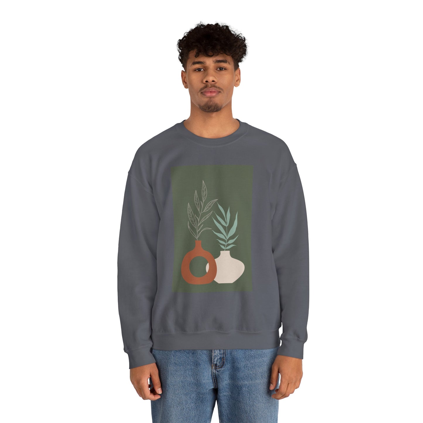 Botanical Minimalist Crewneck Sweatshirt, Cozy Unisex Pullover, Nature-Inspired Gift, Fall Fashion, Comfortable Layering Piece