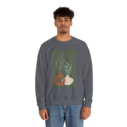 Botanical Minimalist Crewneck Sweatshirt, Cozy Unisex Pullover, Nature-Inspired Gift, Fall Fashion, Comfortable Layering Piece
