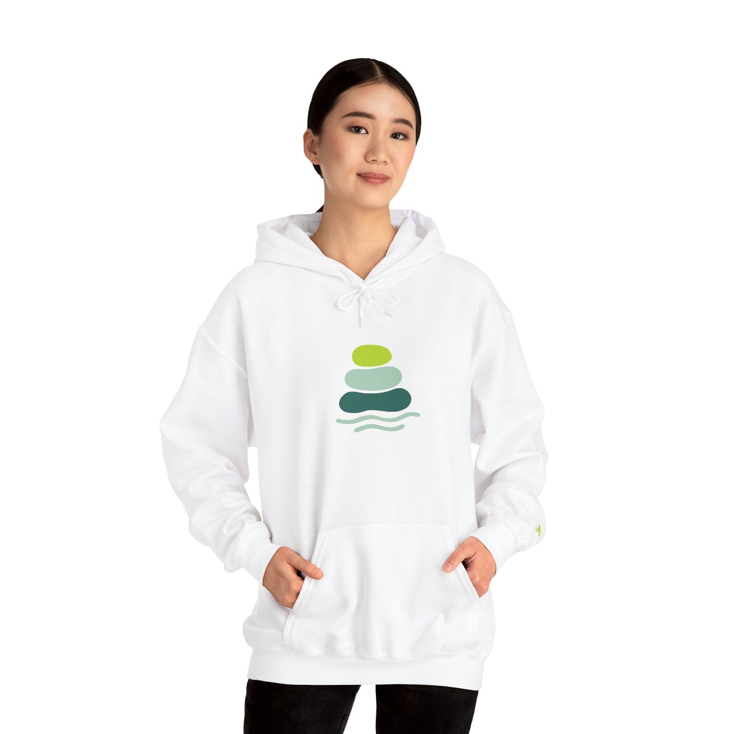Serene Stacked Stones Hoodie, Unisex Sweatshirt for Mindfulness, Cozy Layer for Relaxation, Gift for Yoga Lovers, Perfect for Meditation
