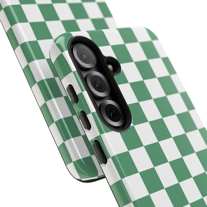 Stylish Phone Case - Green Checker Print, Trendy Phone Cover, Unique Gift, Modern Accessories, Eco-Friendly Case