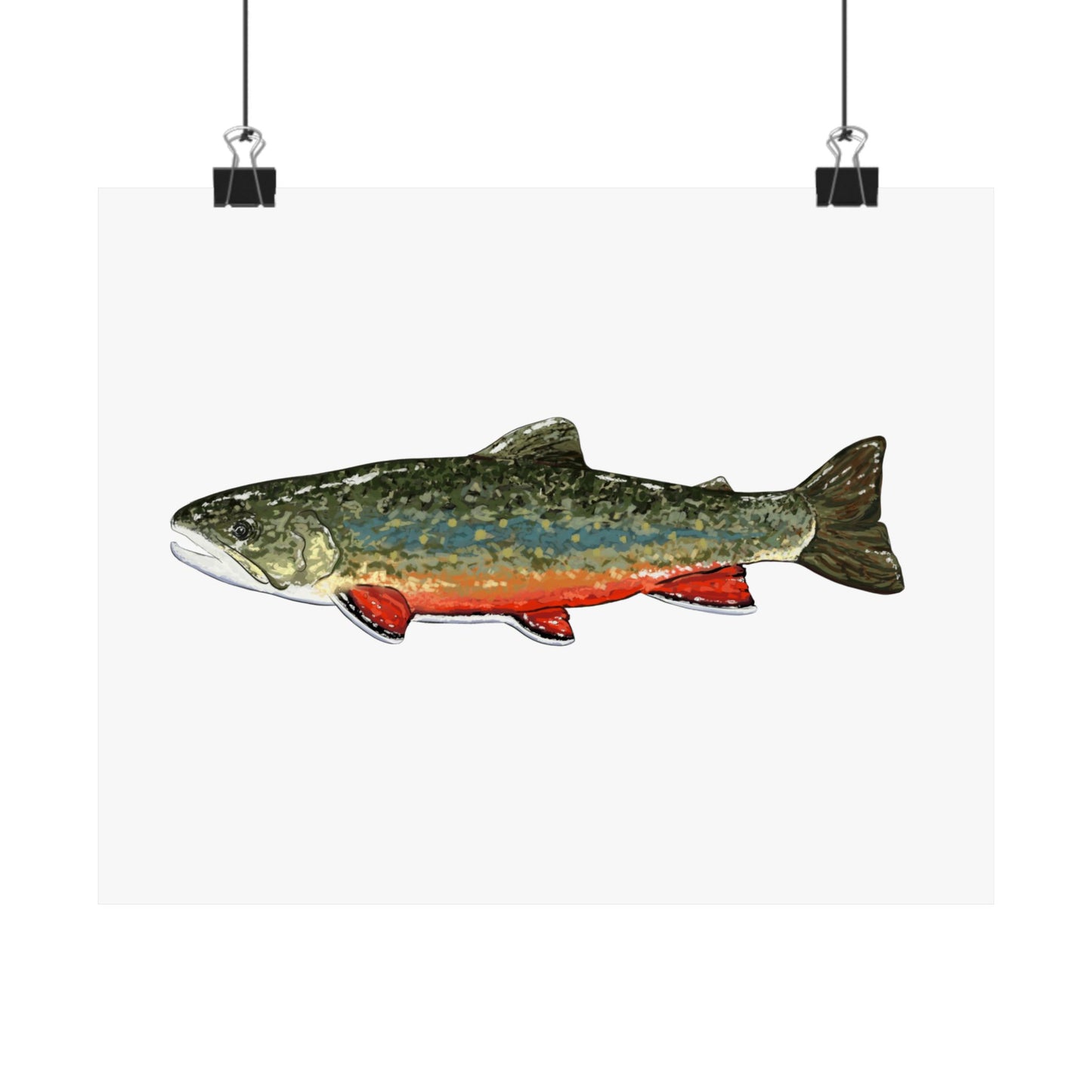 Trout Fishing Matte Horizontal Poster, Rustic Wall Art, Nature Lover Gift, Fishing Decor, Farmhouse Wall Decor