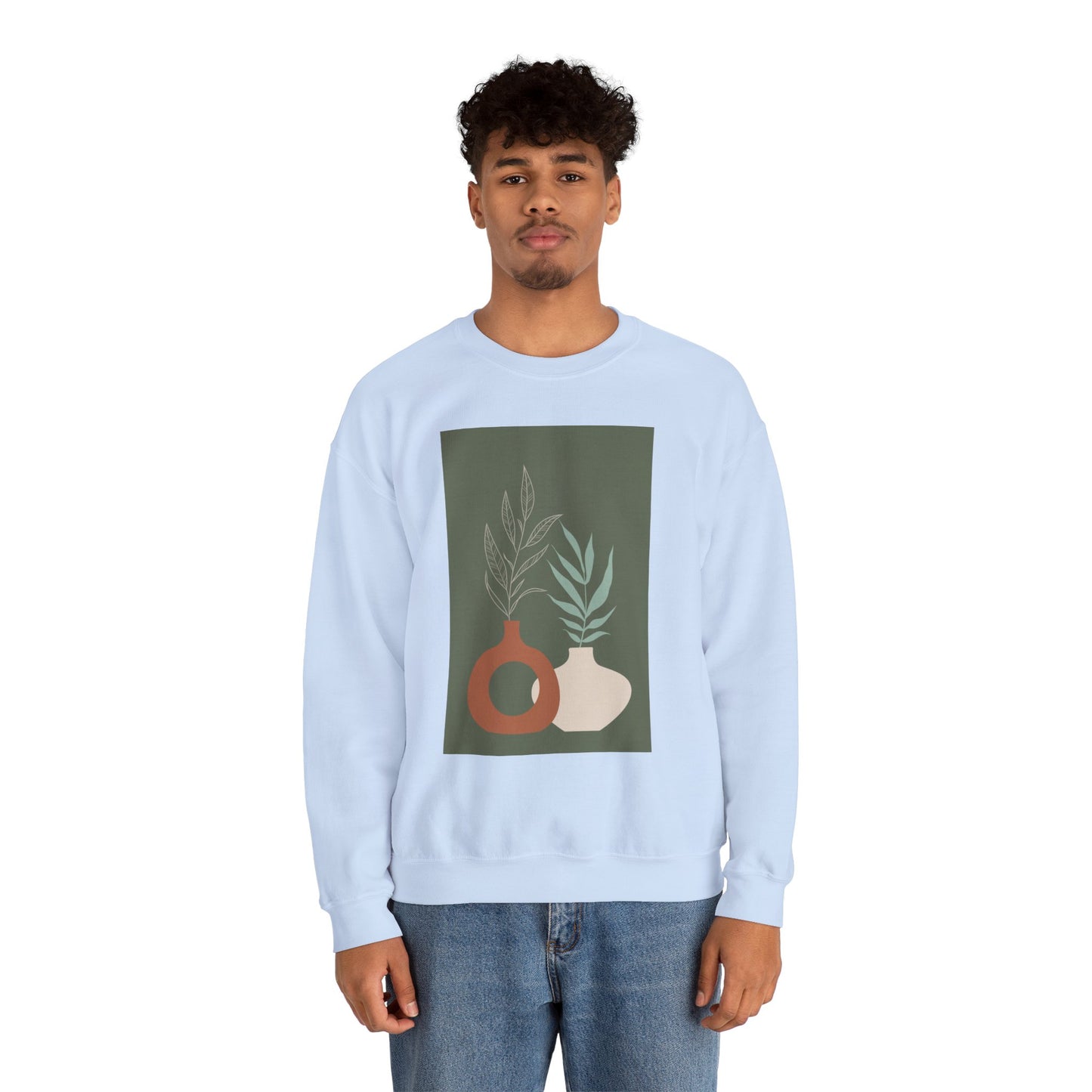 Botanical Minimalist Crewneck Sweatshirt, Cozy Unisex Pullover, Nature-Inspired Gift, Fall Fashion, Comfortable Layering Piece