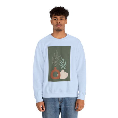 Botanical Minimalist Crewneck Sweatshirt, Cozy Unisex Pullover, Nature-Inspired Gift, Fall Fashion, Comfortable Layering Piece