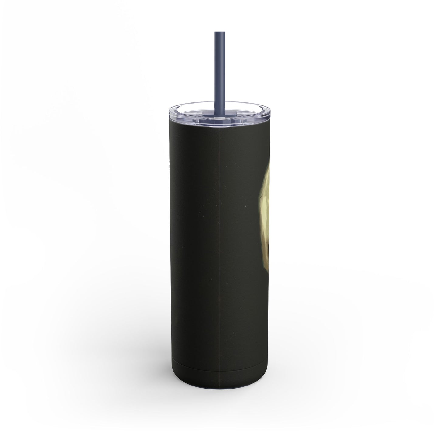 Gothic Skull Tumbler, 20oz | Unique Matte Travel Cup | Halloween Decor | Day of the Dead | Edgy Gifts for Skull Lovers, Reusable Drinkware | Van Gogh's Skeleton with Burning Cigarette Reimagined, Abstract Modern Twist Art