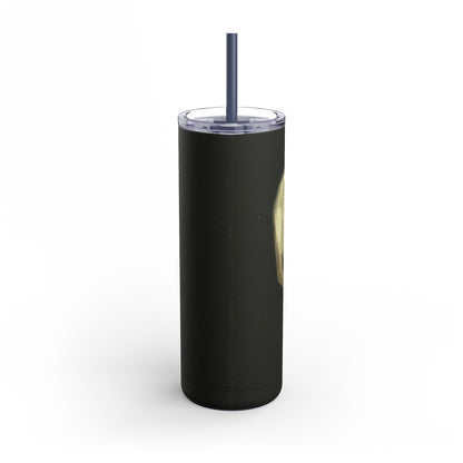 Gothic Skull Tumbler, 20oz | Unique Matte Travel Cup | Halloween Decor | Day of the Dead | Edgy Gifts for Skull Lovers, Reusable Drinkware | Van Gogh's Skeleton with Burning Cigarette Reimagined, Abstract Modern Twist Art