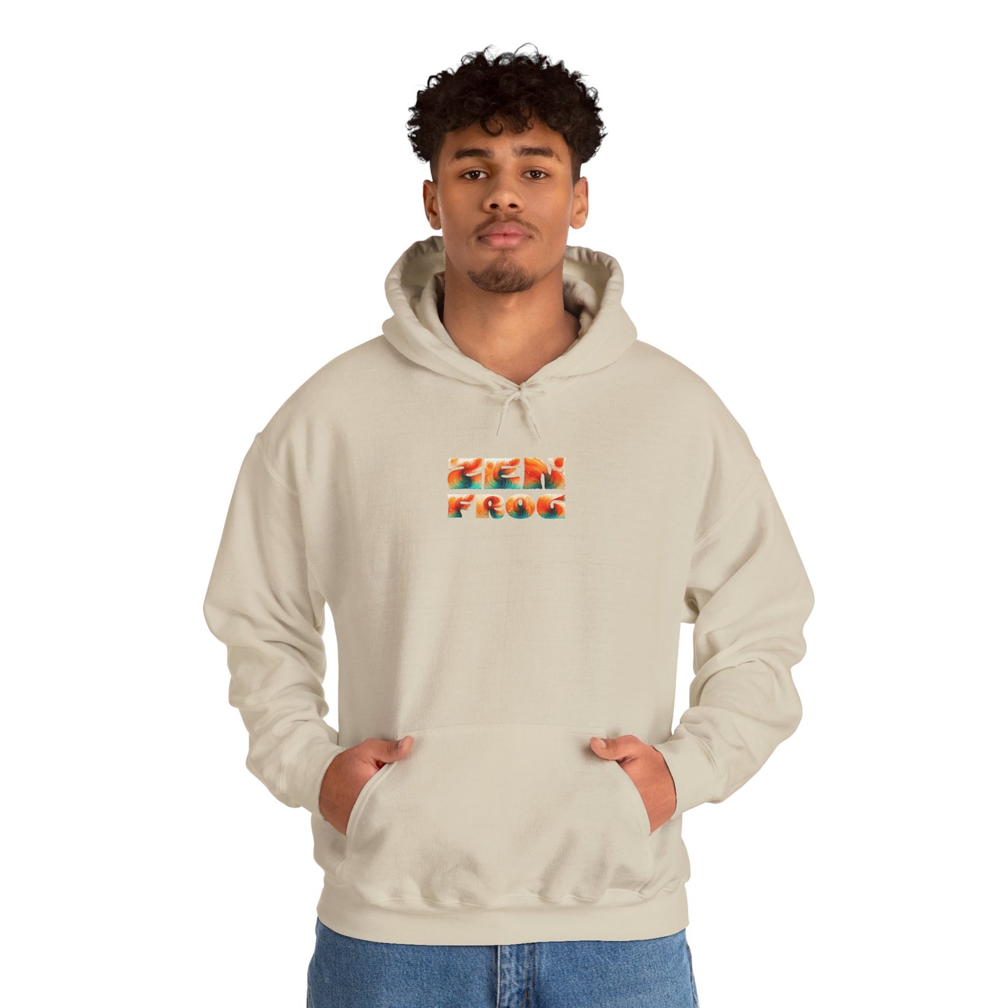 Zen Frog Hooded Sweatshirt - Cozy Unisex Hoodie, Casual Wear, Spring Fashion, Unique Gifts, Streetwear Style, Simple Moon Design, Gift for Him, Gift for Her