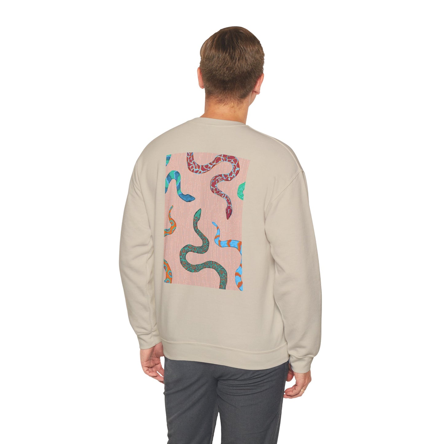 Funky Snake Unisex Crewneck Sweatshirt, Cozy Apparel, Unique Gift, Snake Art, Relaxed Style, Perfect for Casual Outings
