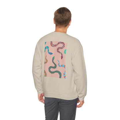 Funky Snake Unisex Crewneck Sweatshirt, Cozy Apparel, Unique Gift, Snake Art, Relaxed Style, Perfect for Casual Outings