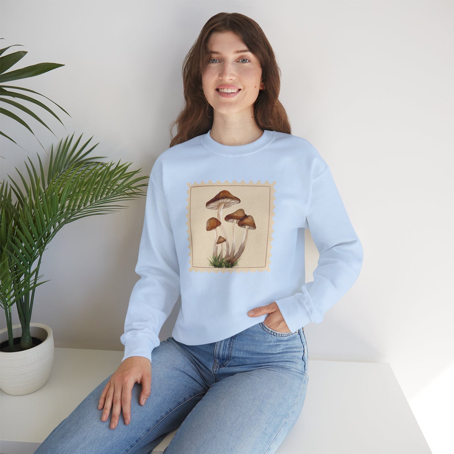 Mushroom Vibes Unisex Crewneck Sweatshirt - Cozy Fashion, Nature Lover Gift, Fall Outfit, Eco-Friendly Style, Perfect for Autumn, Artsy Sweatshirts, Premium, Nature-inspired Crewnecks