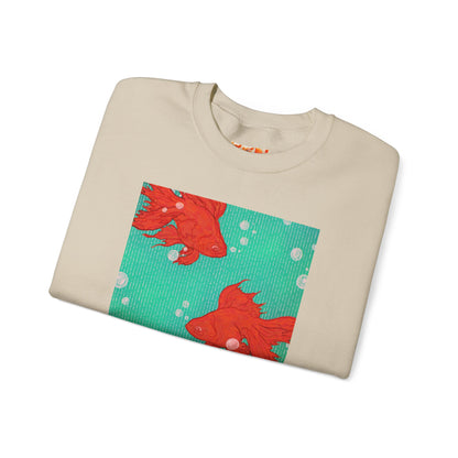 Colorful Fish Graphic Crewneck Sweatshirt, Cozy Unisex Sweater, Fun Graphic Top, Ideal Gift for Fish Lovers, Casual Everyday Wear, Comfy Goldfish Crewneck