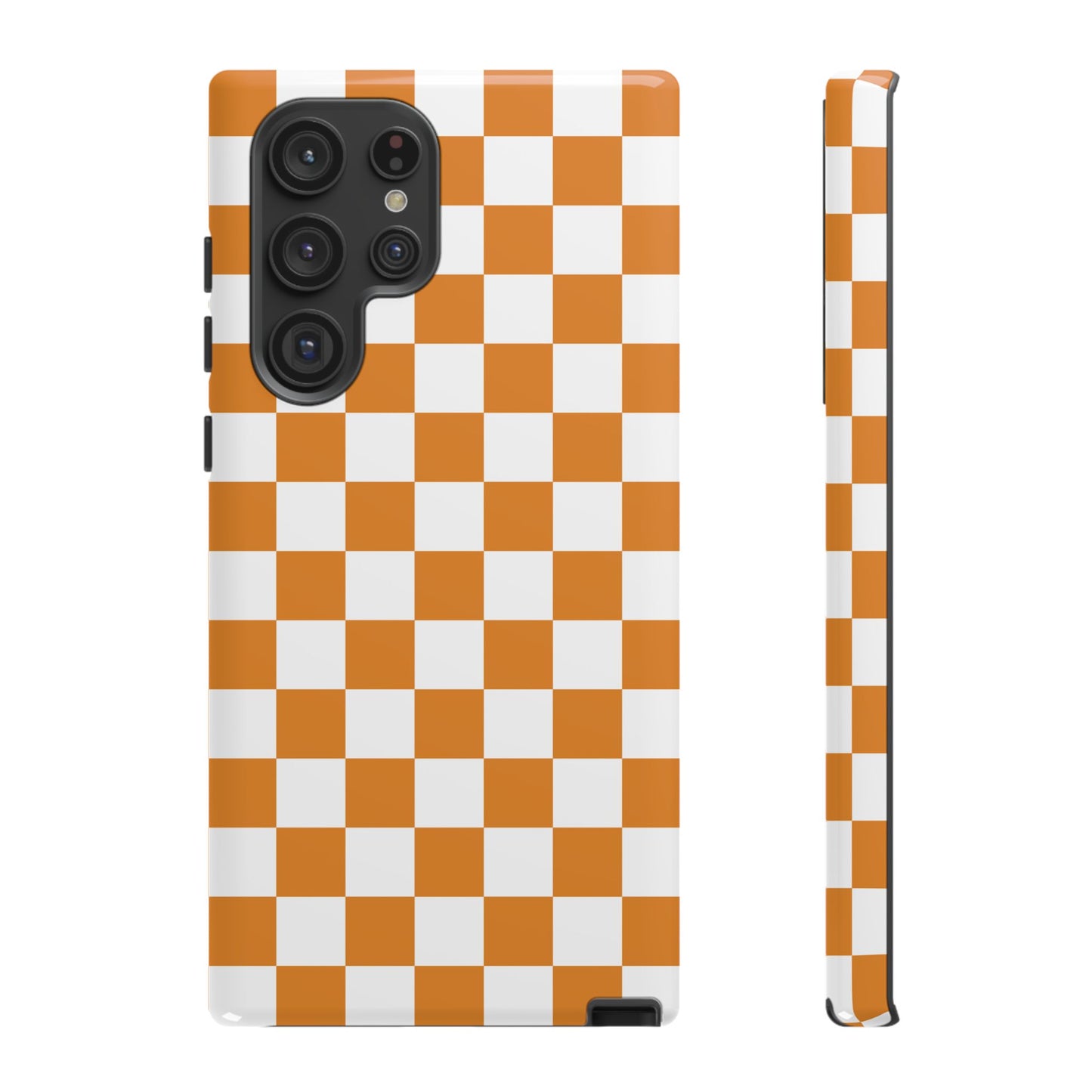 Orange Checkerboard Phone Case, Stylish Tough Cases for Protection, Gift for Friends, Trendy Cell Phone Accessories, Statement Tech Gear