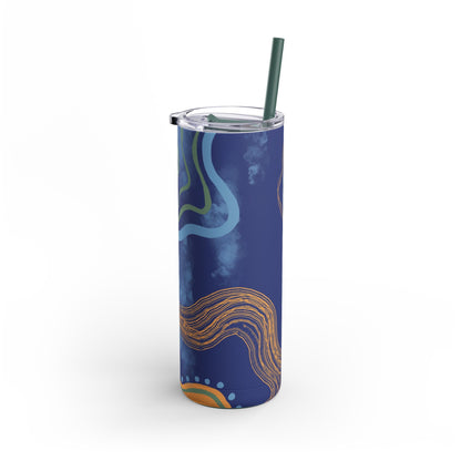 Boho Abstract Art Tumbler, 20oz Skinny Travel Mug, Stylish Drinkware for Camping, Gifts for Her, Home Decor