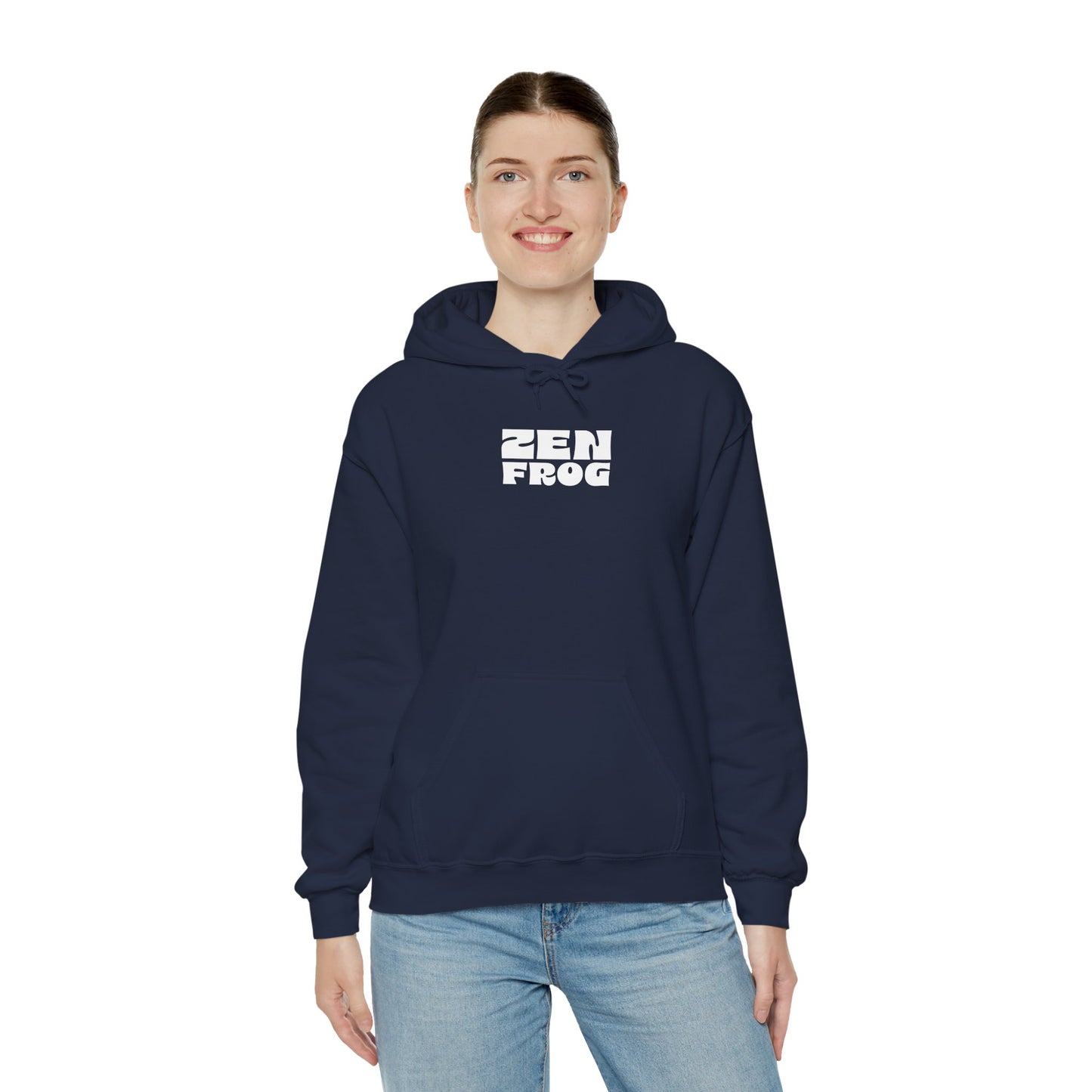 Zen Frog Octopus Unisex Heavy Blend Hooded Sweatshirt, Cozy Graphic Hoodie, Gift for Ocean Lovers, Unique Casual Wear, Relaxed Style
