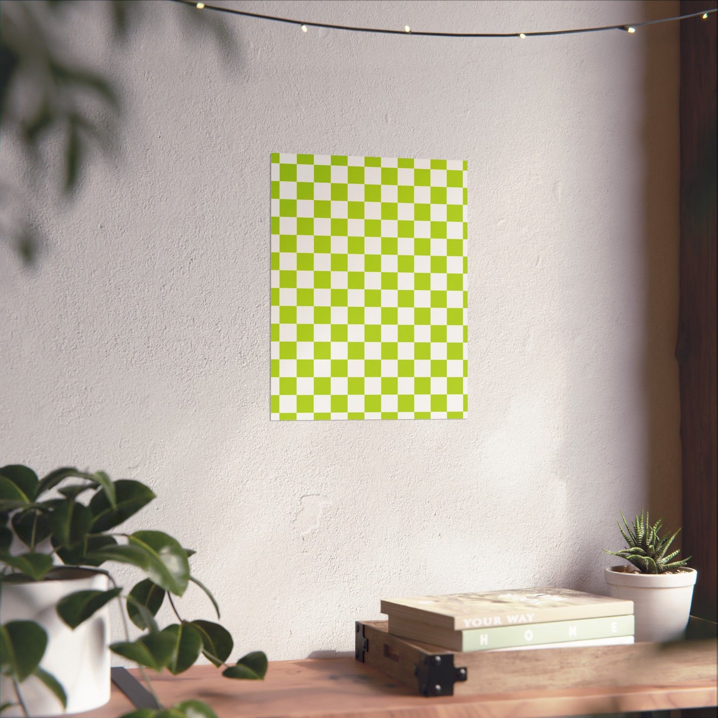 Green Checkerboard Wall Art Prints, Modern Home Decor, Minimalist Room Styling, Artistic Gifts for Any Occasion, Chic Decorative Posters
