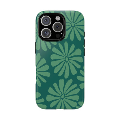 Stylish iPhone Case, Floral Phone Cover, Tough Phone Cases, Green Daisy Design, Unique Gift for Her, Spring Accessories