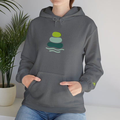 Serene Stacked Stones Hoodie, Unisex Sweatshirt for Mindfulness, Cozy Layer for Relaxation, Gift for Yoga Lovers, Perfect for Meditation