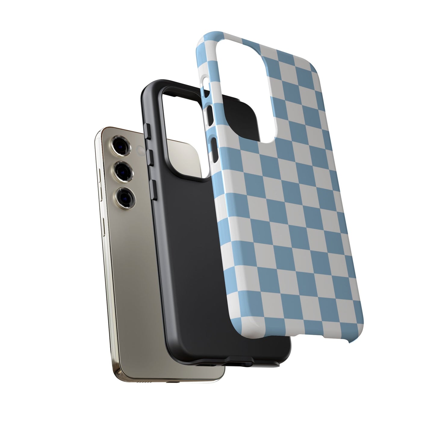Blue Checkered Phone Case, Tough Phone Cover, Stylish Mobile Protector, Unique Gift for Him/Her, Trendy Accessories for Holidays