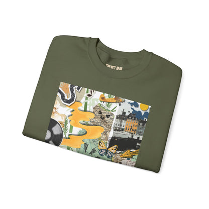 Vibrant Art Sweatshirt for Creatives, Cozy Fall Layering, Gift for Artists, Unique Graphic Pullovers, Casual Everyday Wear, Abstract, Vintage, Collage, Crewneck, Cool Hoodies