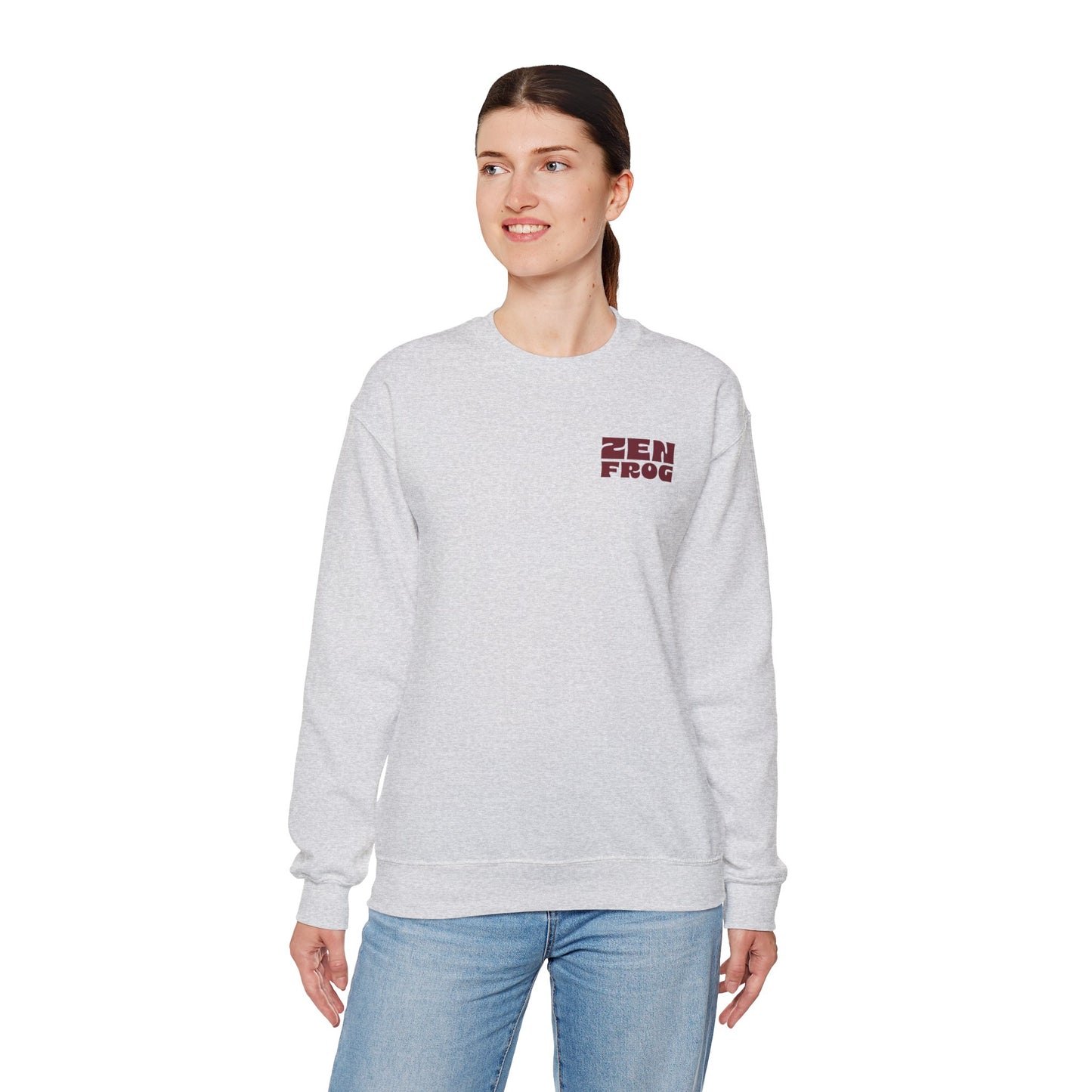 Zen Frog Unisex Crewneck Sweatshirt, Cozy Casual Wear, Perfect for Relaxation, Gifts for Nature Lovers, Spring Fashion