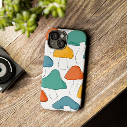 Mushroom Phone Case with Colorful Design, Tough Cases, Floral Tech Accessories, Gift for Nature Lovers, Trending Phone Cover