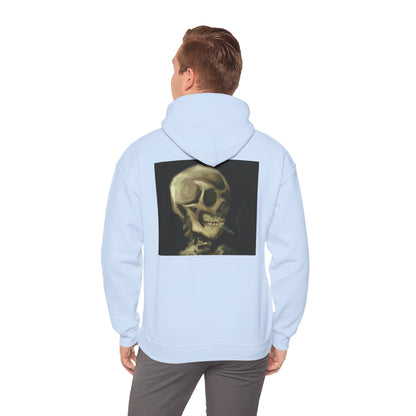 Unisex Heavy Blend™ Hooded Sweatshirt | Modern Twist on Van Gogh's classic Skeleton with Burning Cigarette, Reimagined in a bold, abstract style | Van Gogh Meets Modern Mood