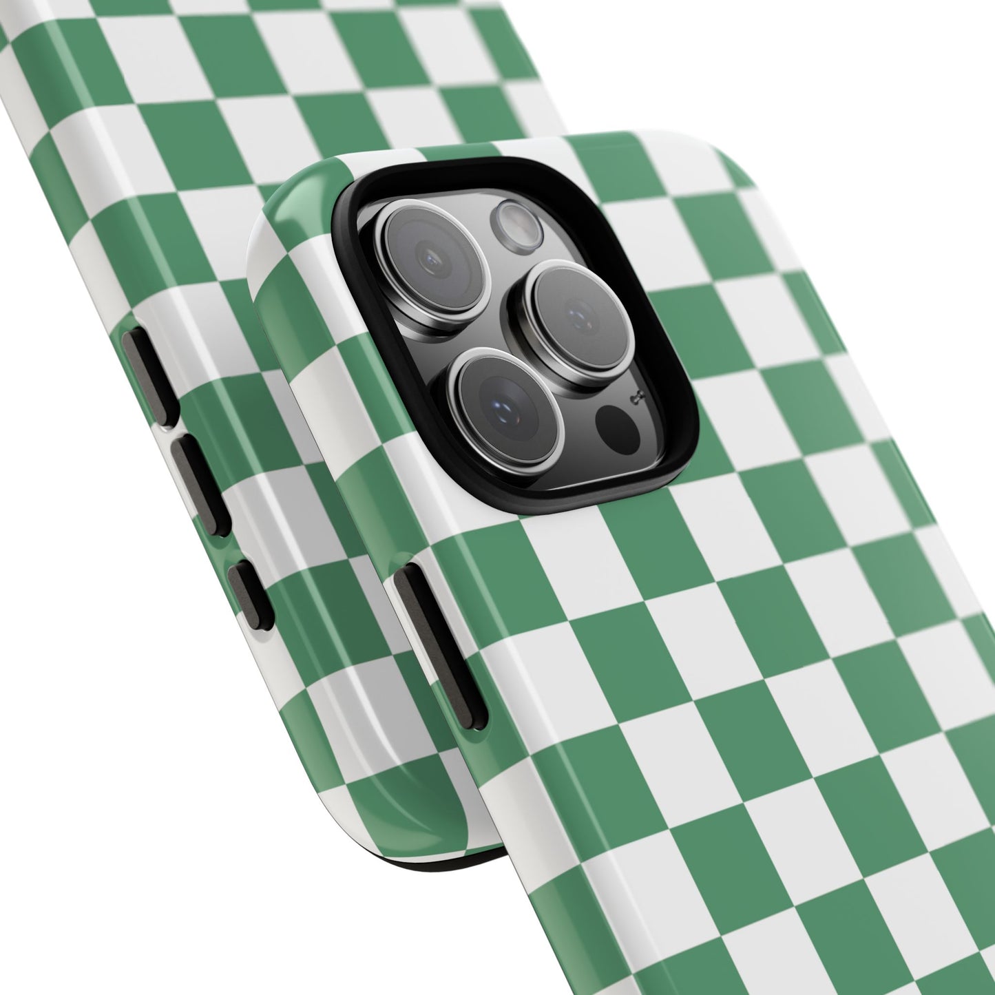 Stylish Phone Case - Green Checker Print, Trendy Phone Cover, Unique Gift, Modern Accessories, Eco-Friendly Case