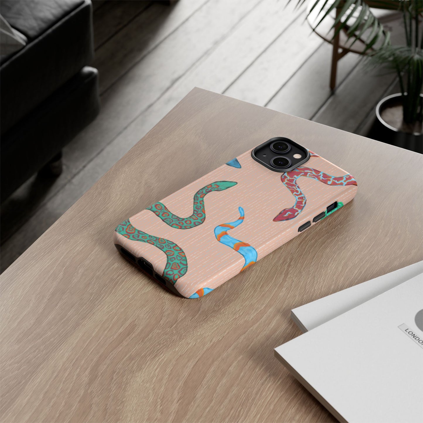 Colorful Snake Phone Case, Tough Phone Case, Unique Phone Cover, Animal Print Case, Gifts for Her, Trendy Accessories