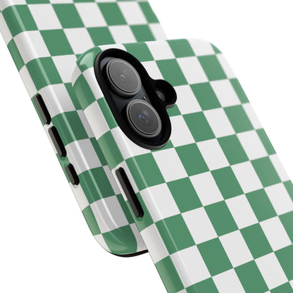 Stylish Phone Case - Green Checker Print, Trendy Phone Cover, Unique Gift, Modern Accessories, Eco-Friendly Case