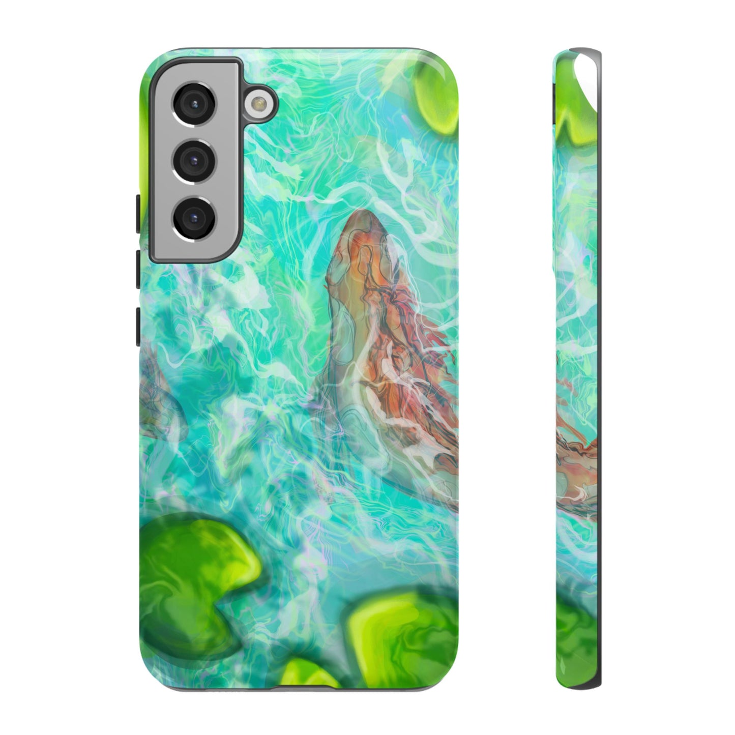 Watercolor Phone Case, Nature Lover Gift, Tough Phone Cover, Phone Accessory, Unique Design for Spring/Summer, Lily Pad, Fish Pond