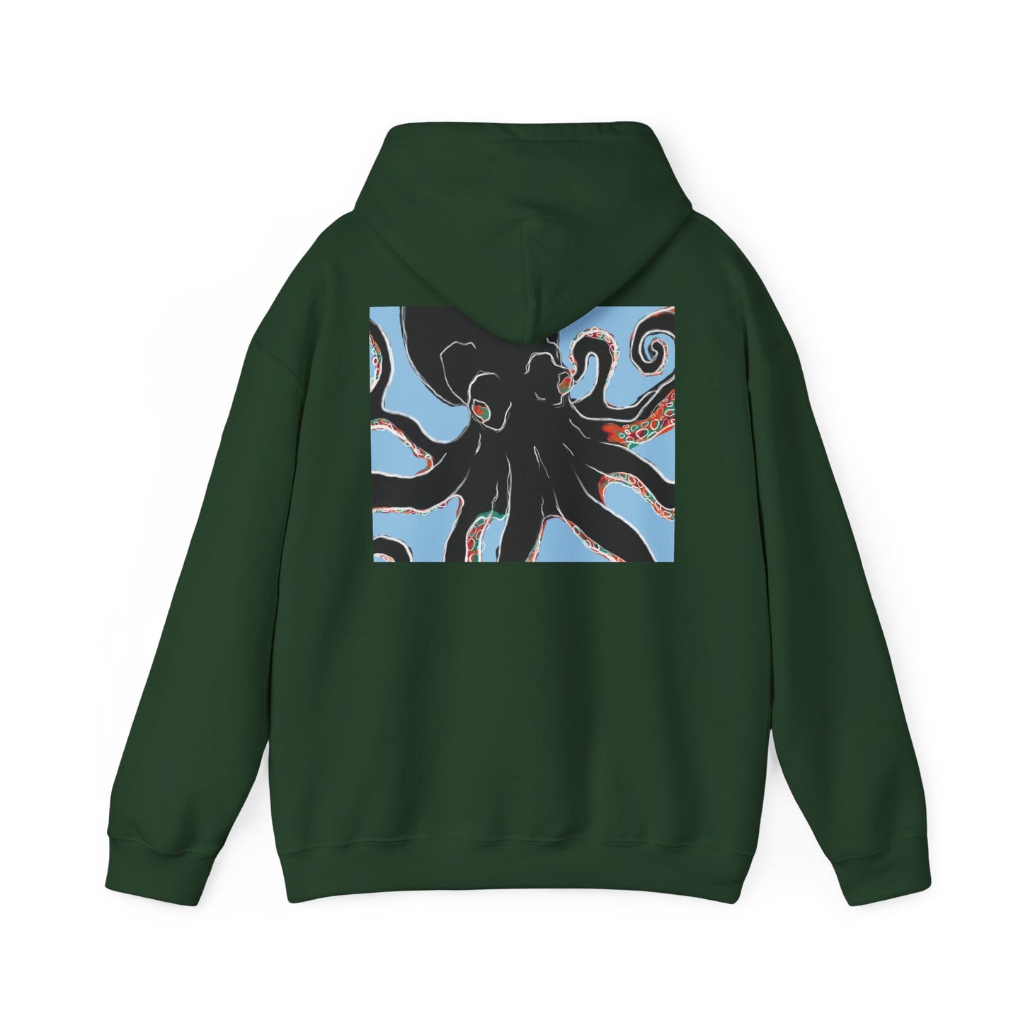 Zen Frog Octopus Unisex Heavy Blend Hooded Sweatshirt, Cozy Graphic Hoodie, Gift for Ocean Lovers, Unique Casual Wear, Relaxed Style