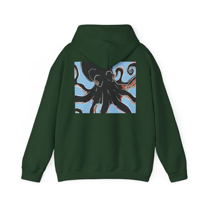 Zen Frog Octopus Unisex Heavy Blend Hooded Sweatshirt, Cozy Graphic Hoodie, Gift for Ocean Lovers, Unique Casual Wear, Relaxed Style