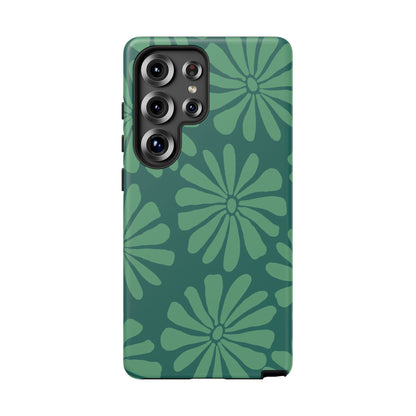 Stylish iPhone Case, Floral Phone Cover, Tough Phone Cases, Green Daisy Design, Unique Gift for Her, Spring Accessories