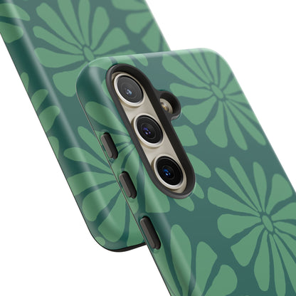 Stylish iPhone Case, Floral Phone Cover, Tough Phone Cases, Green Daisy Design, Unique Gift for Her, Spring Accessories