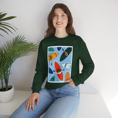 Colorful Kayak Print Crewneck Sweatshirt, Cozy Unisex Pullover, Perfect for Outdoor Lovers, Kayaking Gift, Summer Vibes, Artsy Crewneck, Comfy Pullover, Funky, Quirky Art