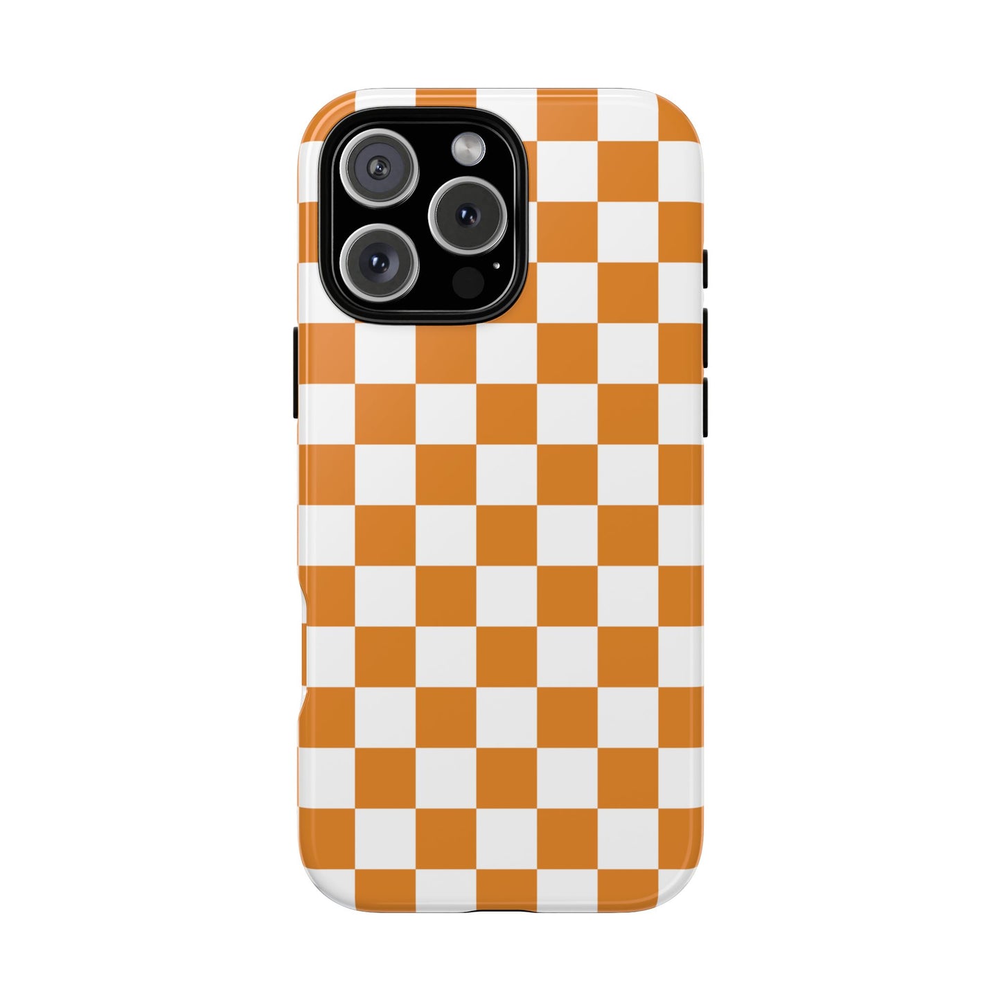 Orange Checkerboard Phone Case, Stylish Tough Cases for Protection, Gift for Friends, Trendy Cell Phone Accessories, Statement Tech Gear