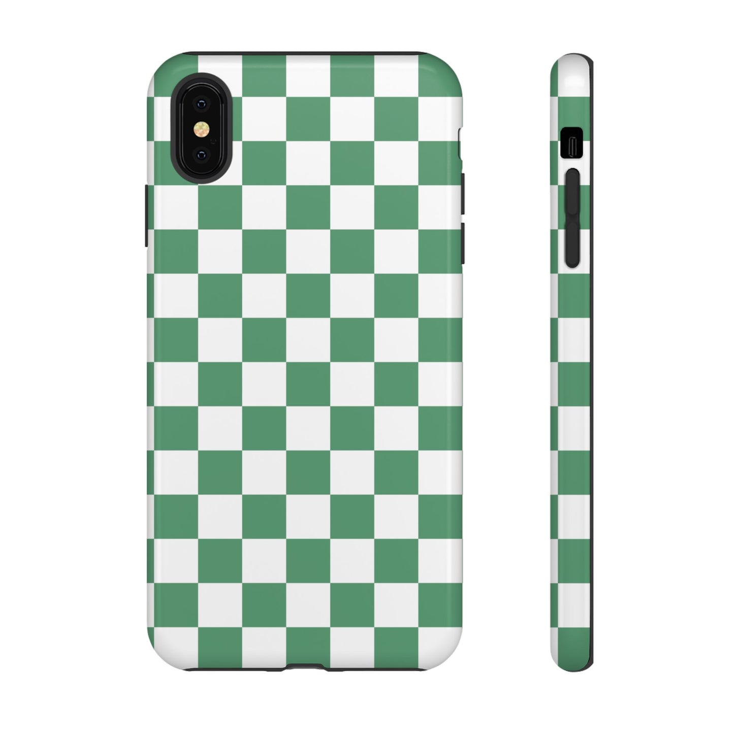Stylish Phone Case - Green Checker Print, Trendy Phone Cover, Unique Gift, Modern Accessories, Eco-Friendly Case