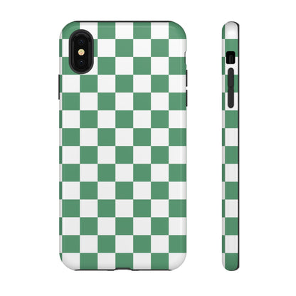 Stylish Phone Case - Green Checker Print, Trendy Phone Cover, Unique Gift, Modern Accessories, Eco-Friendly Case