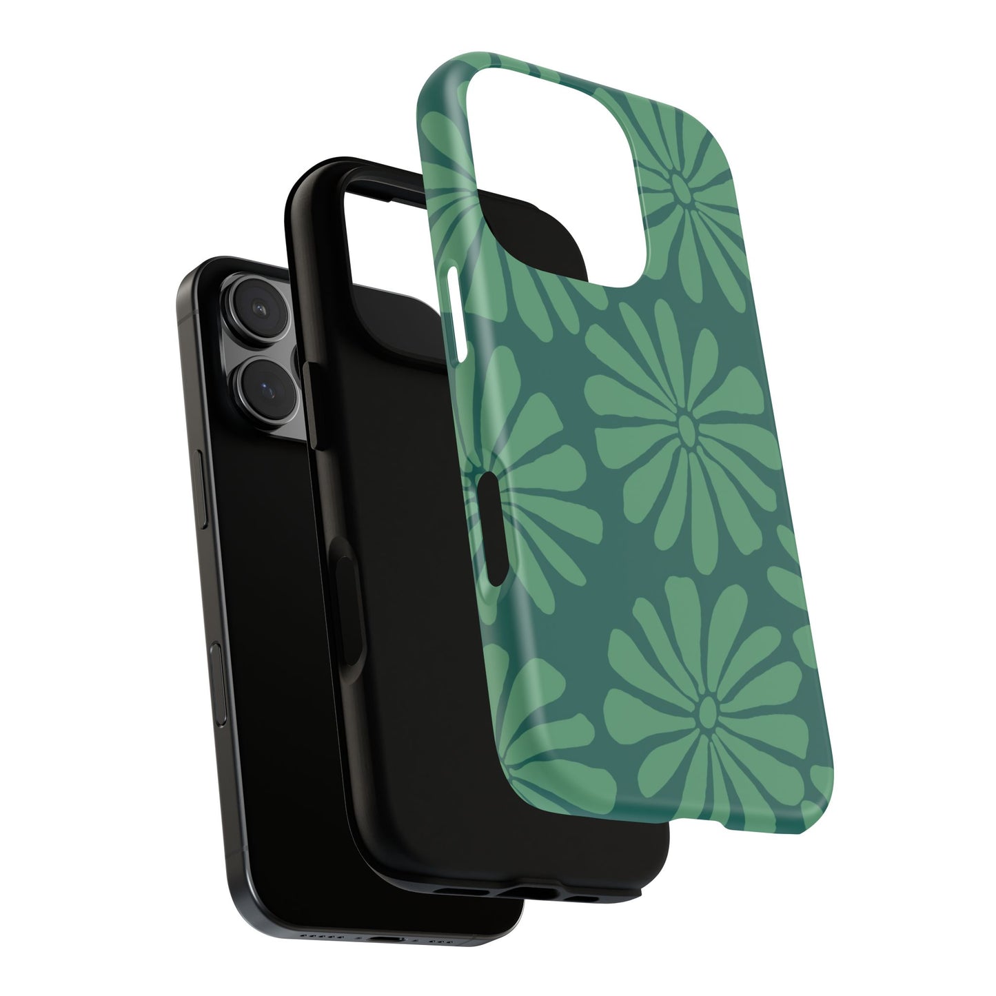 Stylish iPhone Case, Floral Phone Cover, Tough Phone Cases, Green Daisy Design, Unique Gift for Her, Spring Accessories