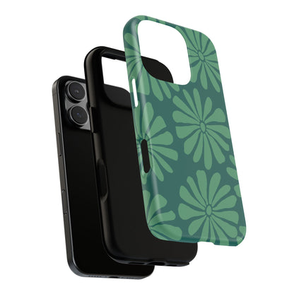 Stylish iPhone Case, Floral Phone Cover, Tough Phone Cases, Green Daisy Design, Unique Gift for Her, Spring Accessories