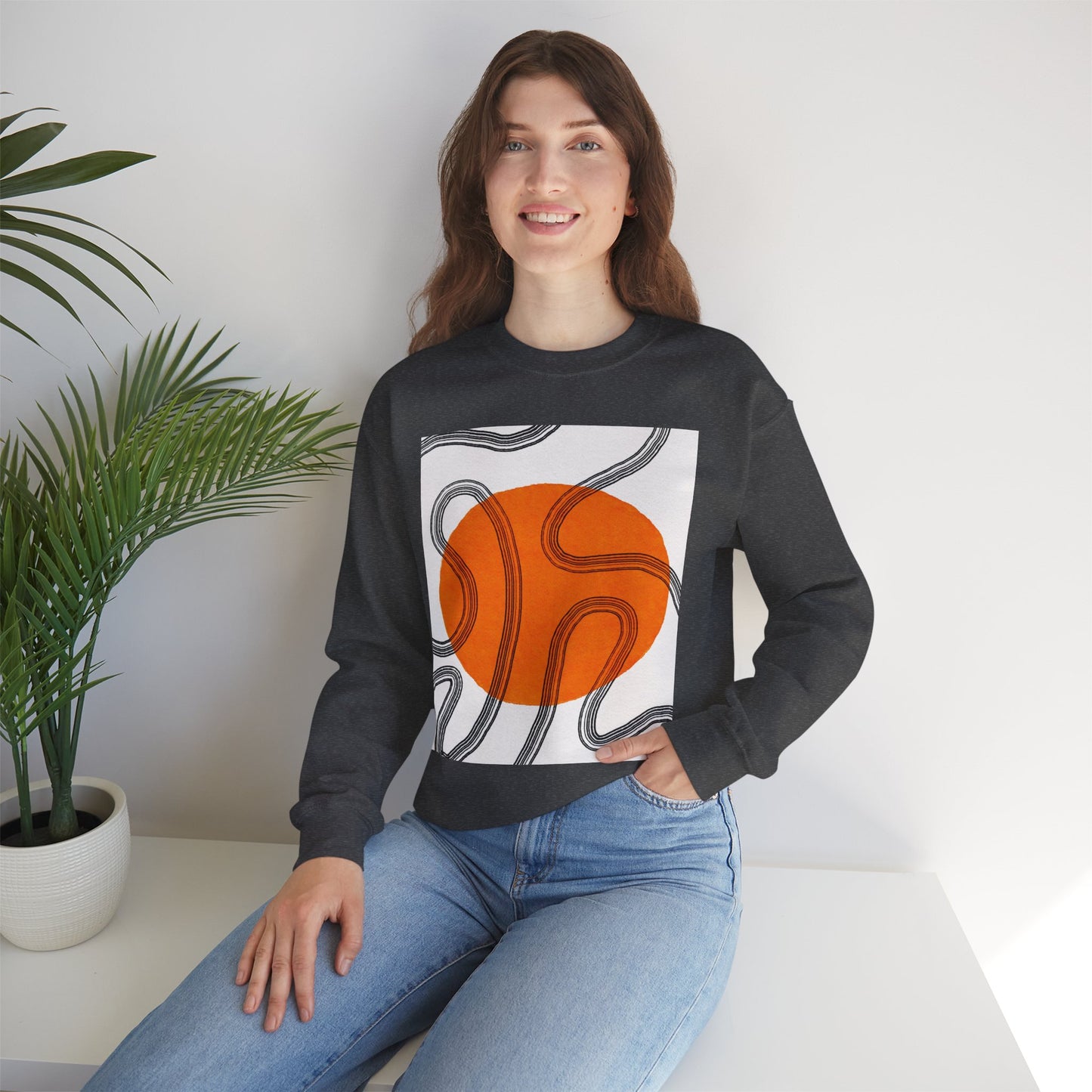 Retro Abstract Art Crewneck Sweatshirt, Cozy Graphic Pullover, Unisex Casualwear, Perfect Gift for Art Lovers, Fall Fashion Essential, Gift for Him, Gift for Her