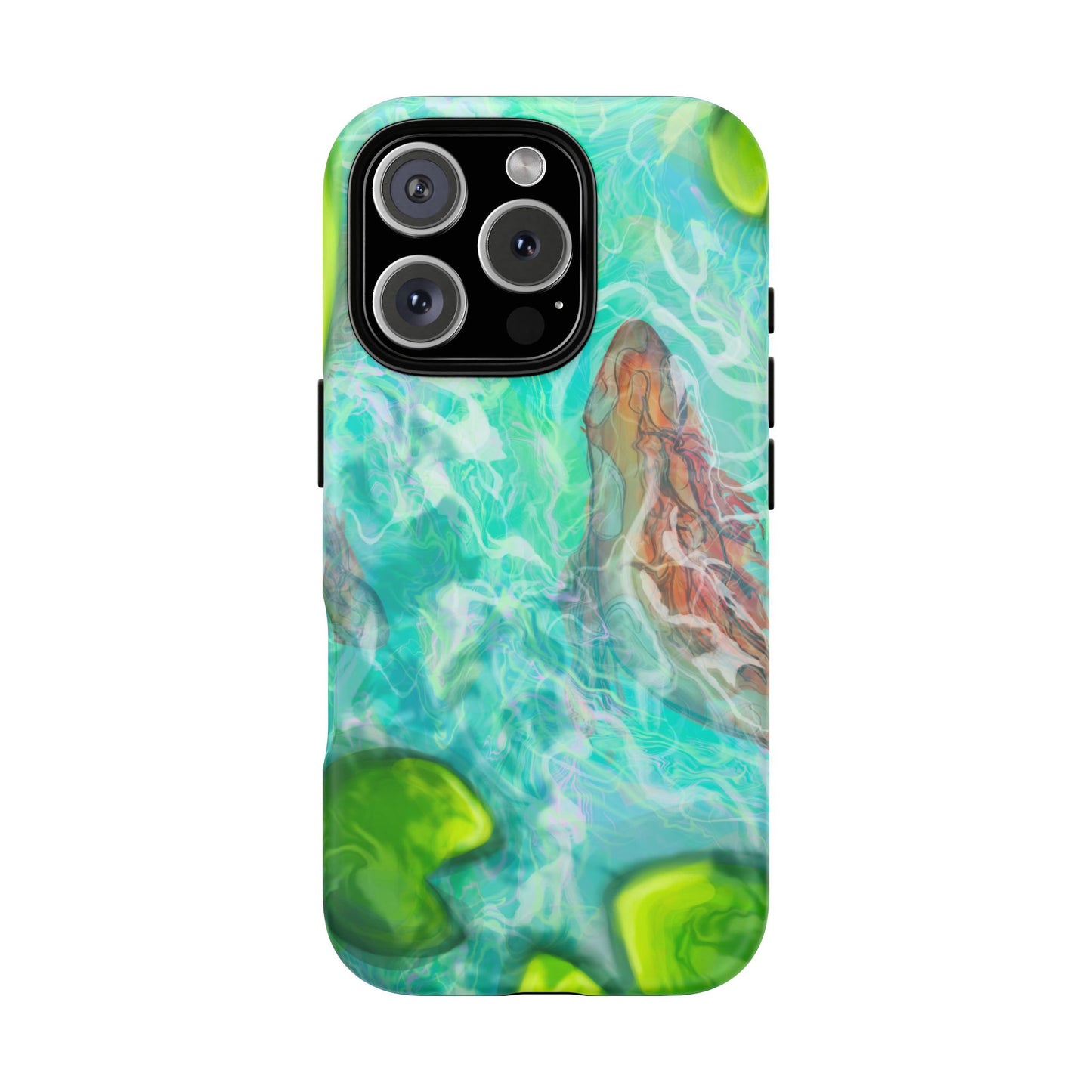 Watercolor Phone Case, Nature Lover Gift, Tough Phone Cover, Phone Accessory, Unique Design for Spring/Summer, Lily Pad, Fish Pond