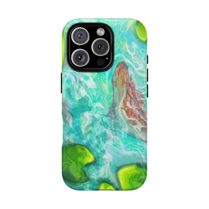 Watercolor Phone Case, Nature Lover Gift, Tough Phone Cover, Phone Accessory, Unique Design for Spring/Summer, Lily Pad, Fish Pond