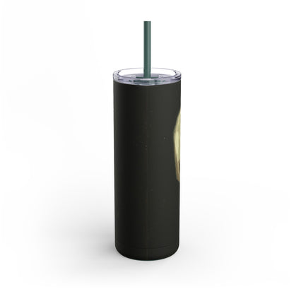 Gothic Skull Tumbler, 20oz | Unique Matte Travel Cup | Halloween Decor | Day of the Dead | Edgy Gifts for Skull Lovers, Reusable Drinkware | Van Gogh's Skeleton with Burning Cigarette Reimagined, Abstract Modern Twist Art