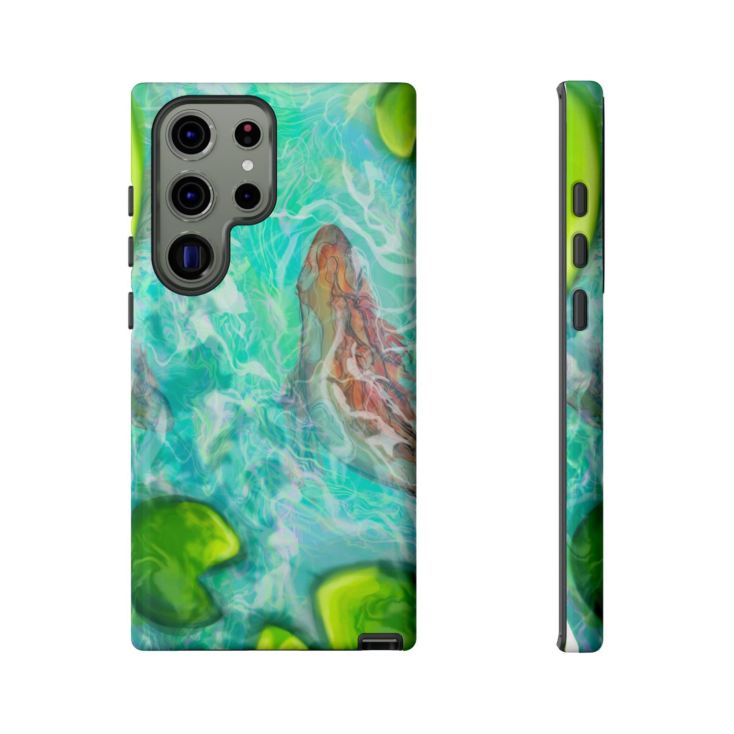 Watercolor Phone Case, Nature Lover Gift, Tough Phone Cover, Phone Accessory, Unique Design for Spring/Summer, Lily Pad, Fish Pond