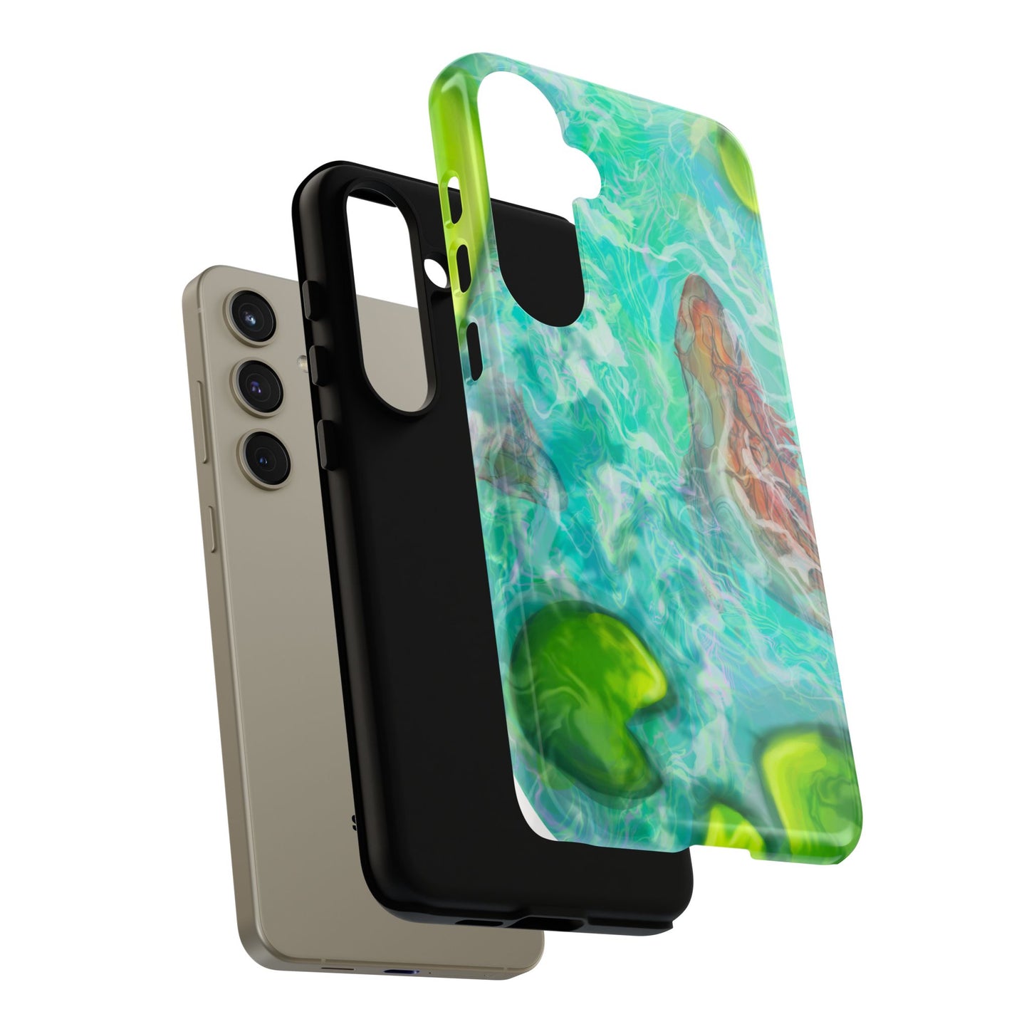 Watercolor Phone Case, Nature Lover Gift, Tough Phone Cover, Phone Accessory, Unique Design for Spring/Summer, Lily Pad, Fish Pond
