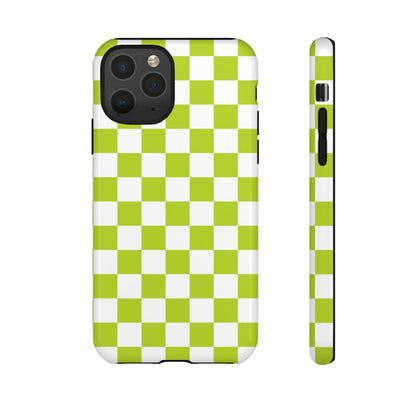 Lively Checker Pattern Phone Case | Tough Cases, Green Checkered Design, Unique Cell Phone Cover, Trendy Accessory, Gift Idea