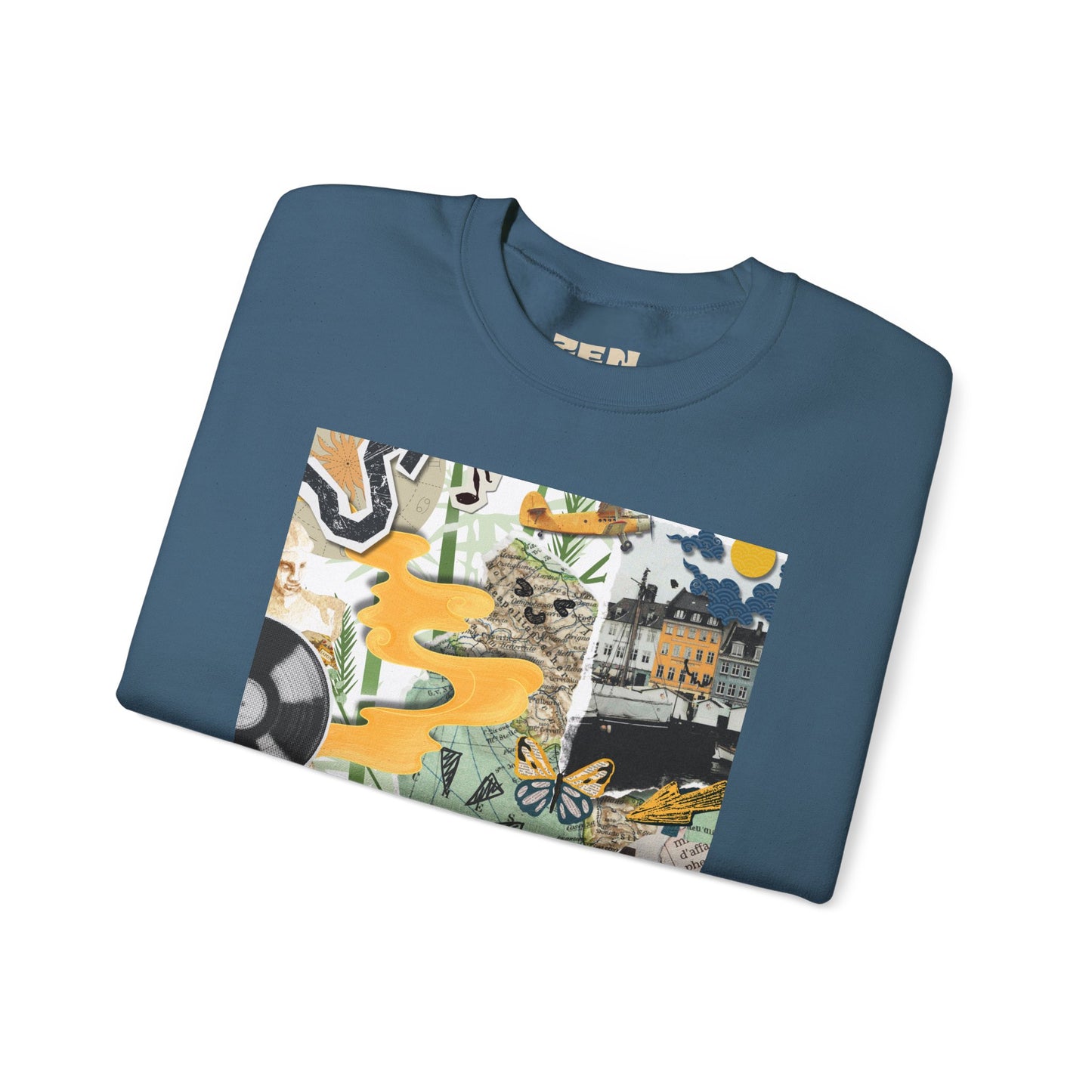 Vibrant Art Sweatshirt for Creatives, Cozy Fall Layering, Gift for Artists, Unique Graphic Pullovers, Casual Everyday Wear, Abstract, Vintage, Collage, Crewneck, Cool Hoodies